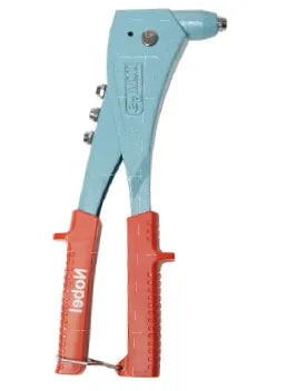 Pince à riveter professionnelle 250 mm avec becs à 90 degrés, éjection automatique et 4 embouts pour rivets de 2,4 à 4,8 mm
