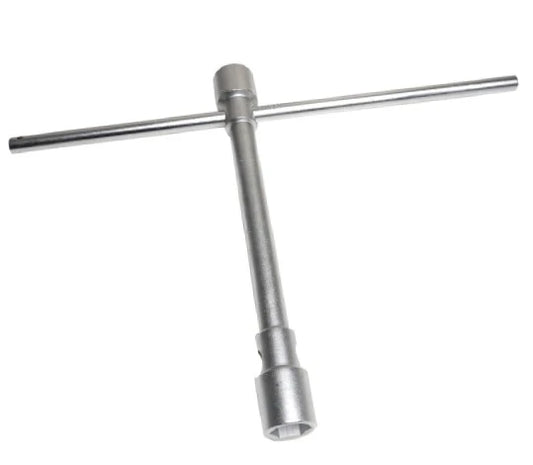 Clé de roue en T chromée à douilles 6 pans fixe