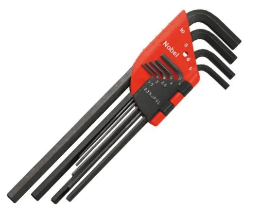 Jeu clés mâles extra longues 6 pans chrome vanadium noir
