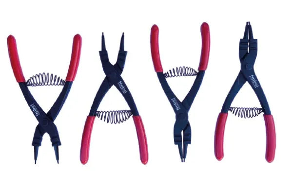 Jeu de pinces circlips Premium 4 pièces 180 mm en chrome vanadium avec poignées PVC, bec droit et bec coudé

